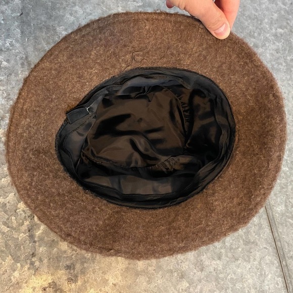 Vintage Fuzzy Fleece Bucket Fisherman Hat Cap Chocolate Brown 90s Y2K Winter - Picture 7 of 7